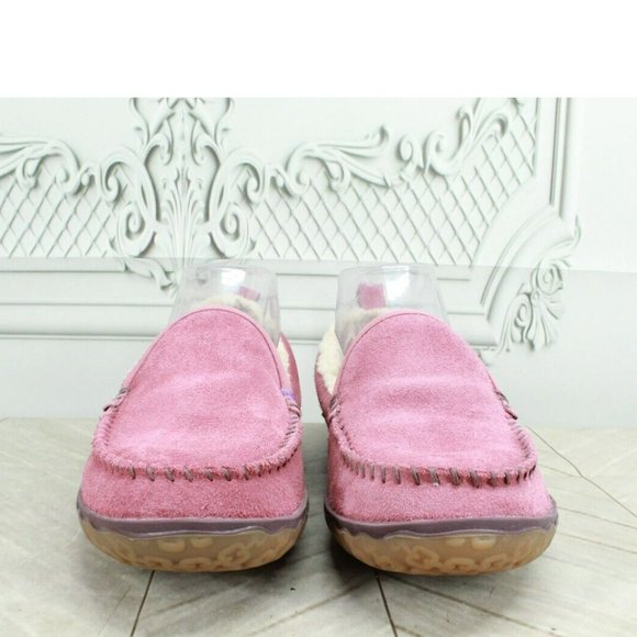 LL Bean Pink Suede Lined Mountain Moccasins Slipper Size 7 Medium - Picture 4 of 8